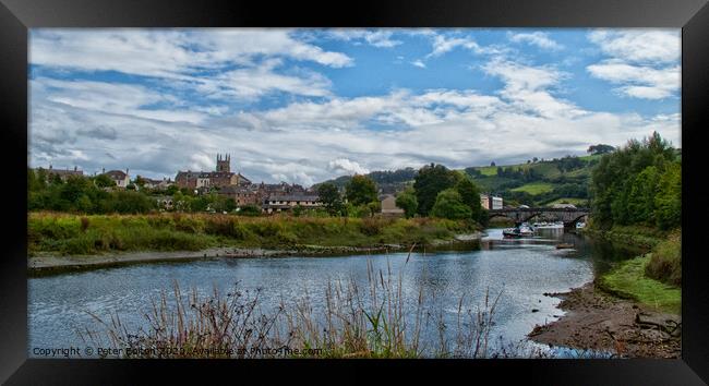 View approaching the town from the River Dart, Totnes, Devon,  Framed Print by Peter Bolton