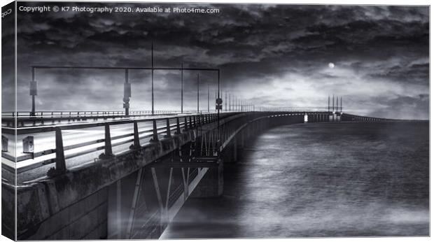 Mystical Moonlit Oresund Bridge Canvas Print by K7 Photography