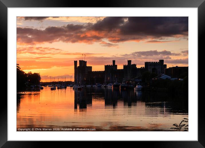 Caernarfon Castle at Sunset Framed Mounted Print by Chris Warren
