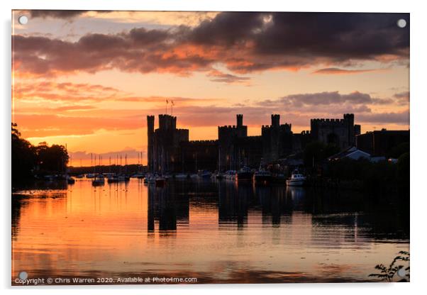 Caernarfon Castle at Sunset Acrylic by Chris Warren