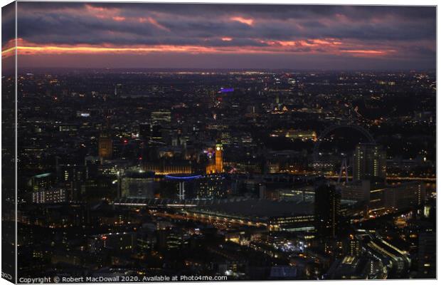 West London at night from the Shard Canvas Print by Robert MacDowall