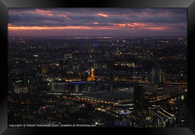 West London at night from the Shard Framed Print by Robert MacDowall