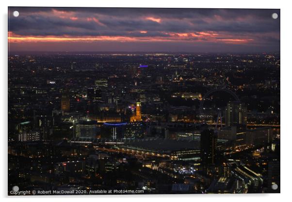 West London at night from the Shard Acrylic by Robert MacDowall