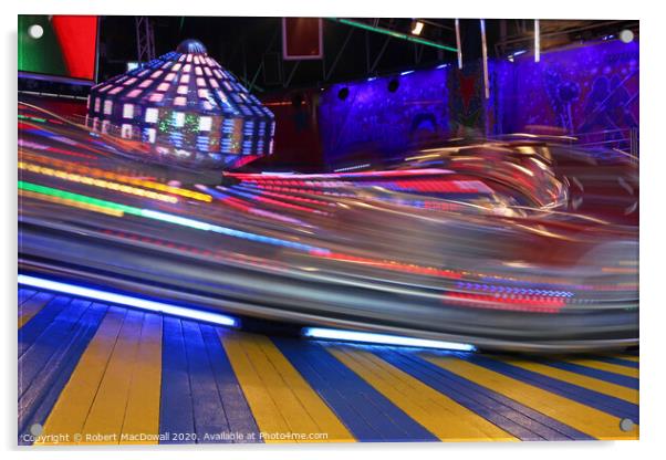Fairground ride by night - long exposure Acrylic by Robert MacDowall