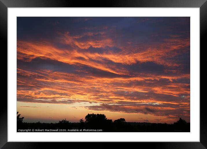 Flame sky over Essex Framed Mounted Print by Robert MacDowall