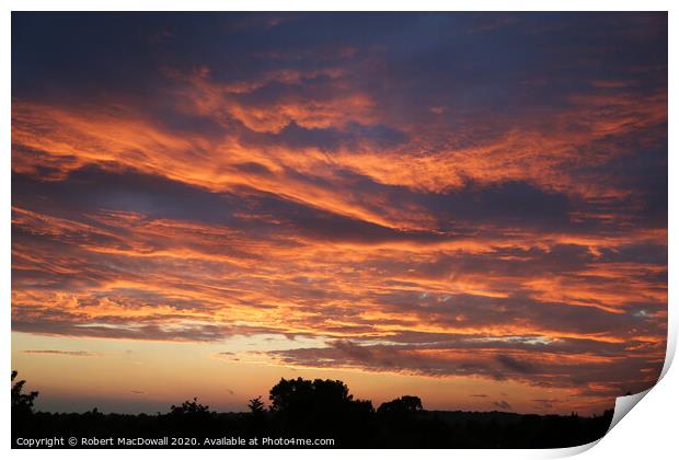 Flame sky over Essex Print by Robert MacDowall