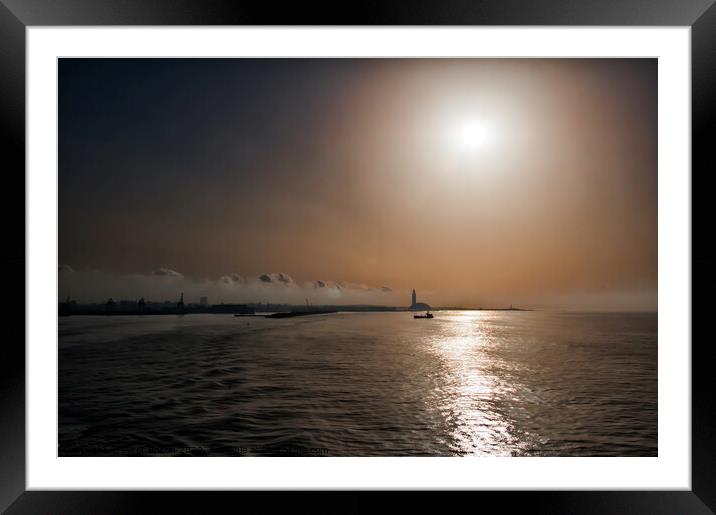 Majestic Sunrise at Hassan II Mosque Framed Mounted Print by Peter Bolton