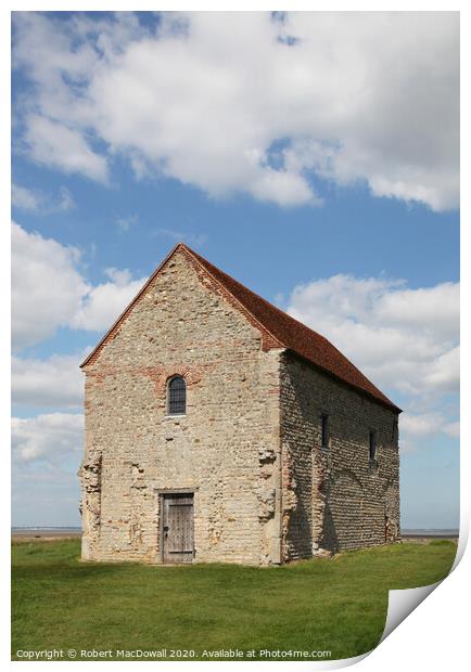 The Chapel of St Peter-on-the-Wall, Bradwell-on-Sea Print by Robert MacDowall