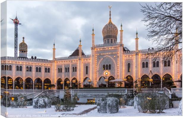 Christmas time at the Moorish  Palace  in Tivoli gardens Copenha Canvas Print by Stig Alenäs