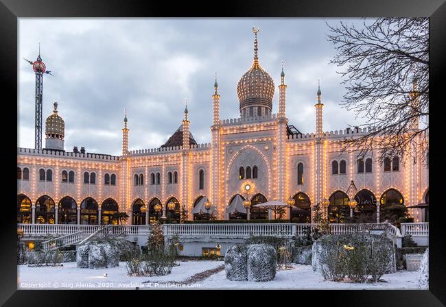 Christmas time at the Moorish  Palace  in Tivoli gardens Copenha Framed Print by Stig Alenäs