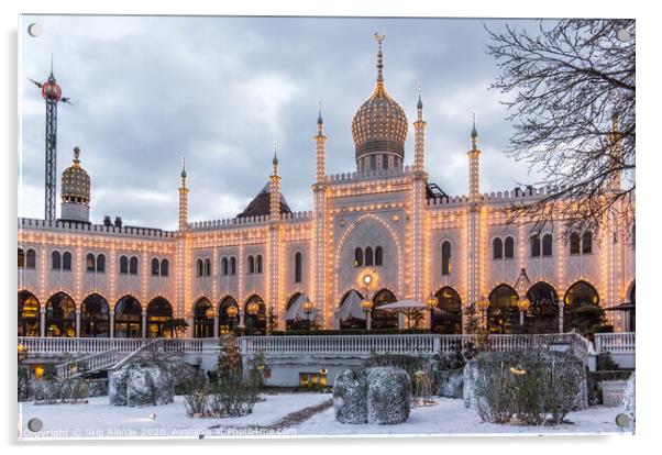 Christmas time at the Moorish  Palace  in Tivoli gardens Copenha Acrylic by Stig Alenäs