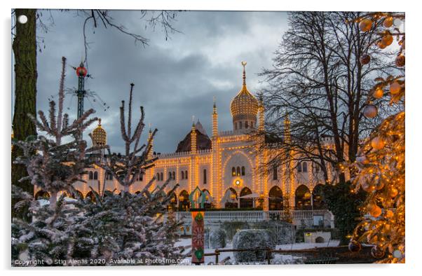 Christmas decoration at the Moorish  Palace  in Tivoli gardens Acrylic by Stig Alenäs