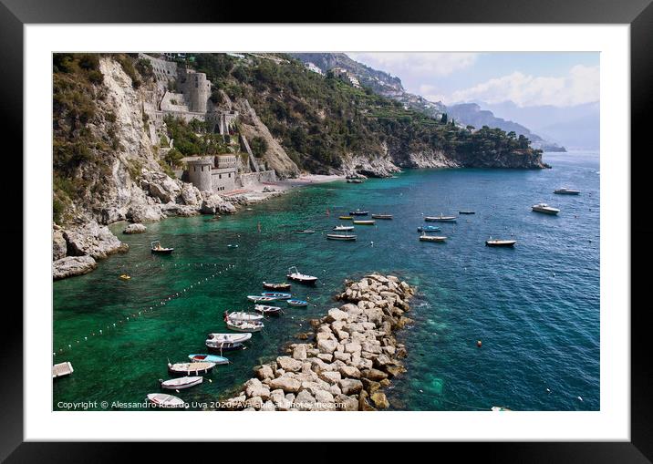 Conca dei Marini Beach - Amalfi  Framed Mounted Print by Alessandro Ricardo Uva