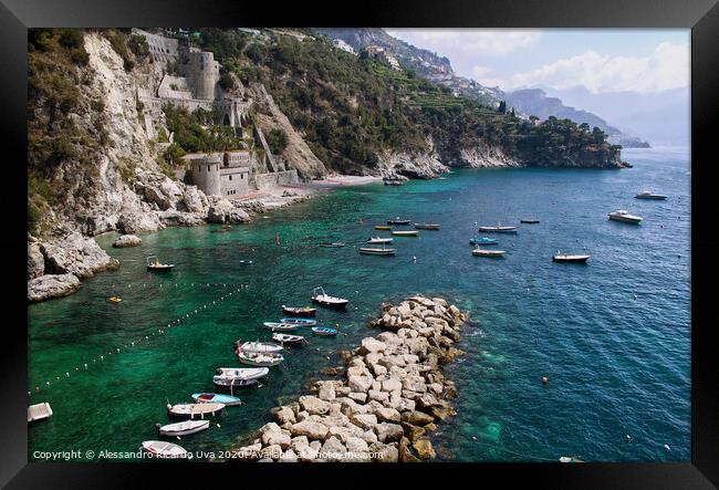 Conca dei Marini Beach - Amalfi  Framed Print by Alessandro Ricardo Uva