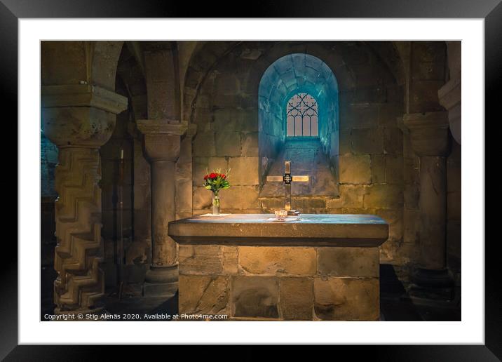 The altar in the crypt of Lund cathedral Framed Mounted Print by Stig Alenäs