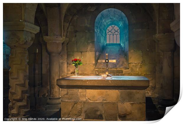 The altar in the crypt of Lund cathedral Print by Stig Alenäs