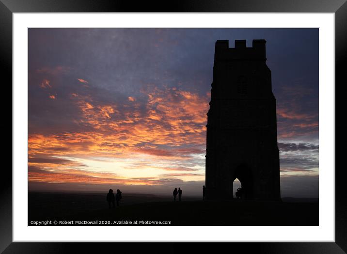 Sunset behind St Michael's Tower on Glastonbury Tor Framed Mounted Print by Robert MacDowall