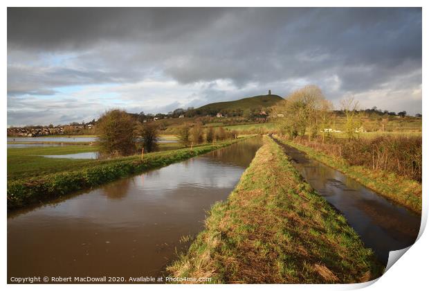 The Somerset Levels and Glastonbury Tor Print by Robert MacDowall