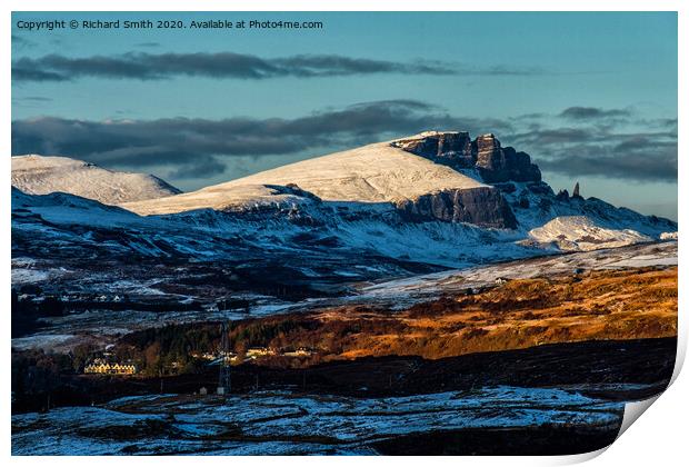 Snow at The Storr Print by Richard Smith