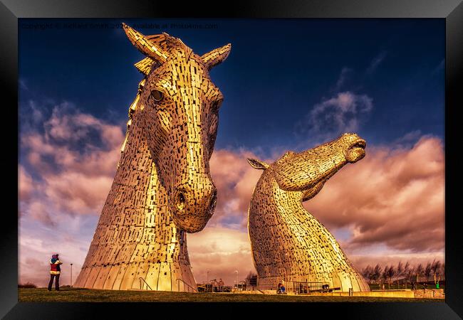 The Kelpies in winter late afternoon sunshine  Framed Print by Richard Smith