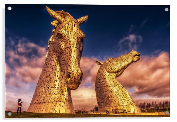 The Kelpies in winter late afternoon sunshine  Acrylic by Richard Smith