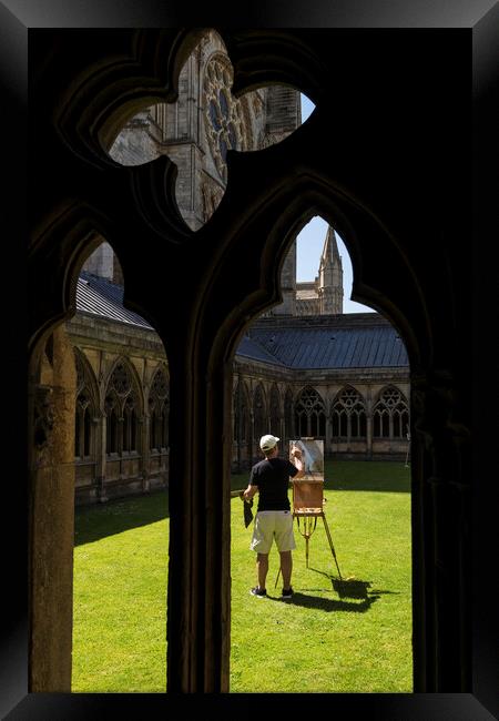 Artist at work, Lincoln Cathedral, England Framed Print by Phil Crean