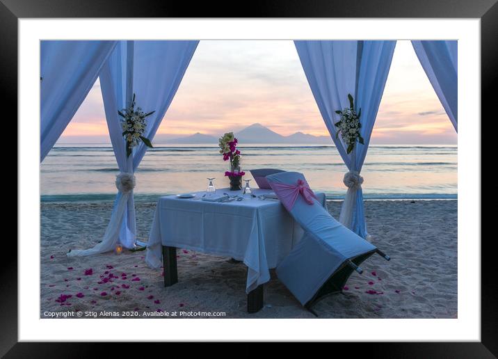 Romantic dinner for two on the beach  Framed Mounted Print by Stig Alenäs