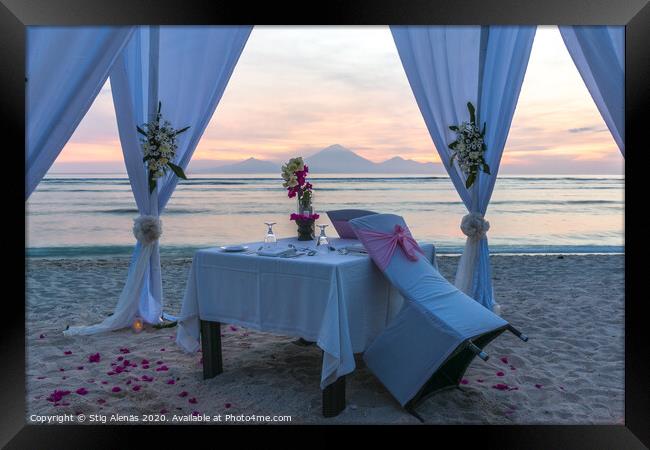 Romantic dinner for two on the beach  Framed Print by Stig Alenäs
