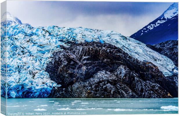 Blue Glacier on Black Rock Lake Torres del Paine National Park C Canvas Print by William Perry