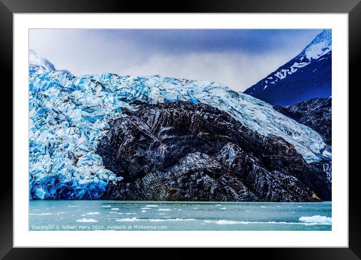 Blue Glacier on Black Rock Lake Torres del Paine National Park C Framed Mounted Print by William Perry