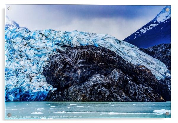 Blue Glacier on Black Rock Lake Torres del Paine National Park C Acrylic by William Perry