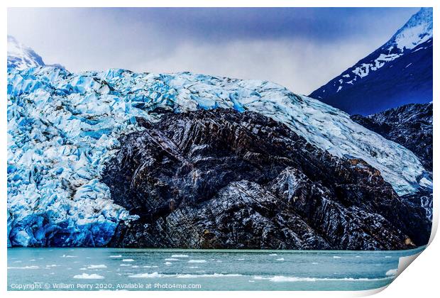 Blue Glacier on Black Rock Lake Torres del Paine National Park C Print by William Perry
