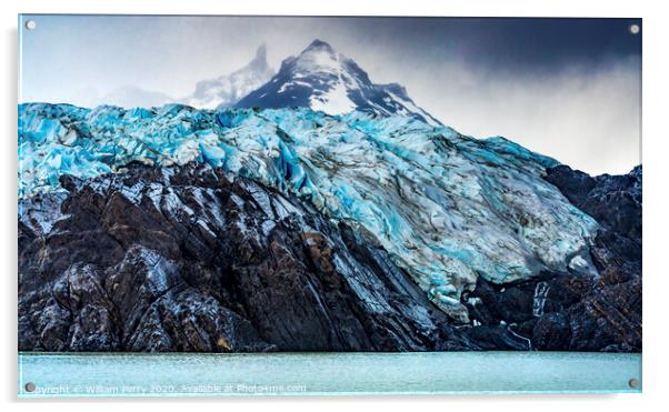 Blue Glacier on Black Mountain Lake Torres del Paine National Pa Acrylic by William Perry