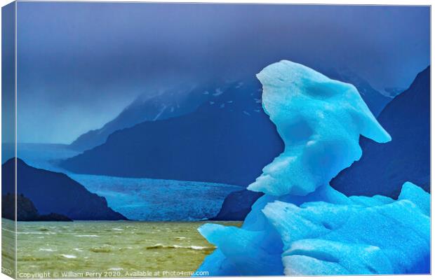 Blue Dragon Iceberg Grey Lake Torres del Paine National Park Chi Canvas Print by William Perry