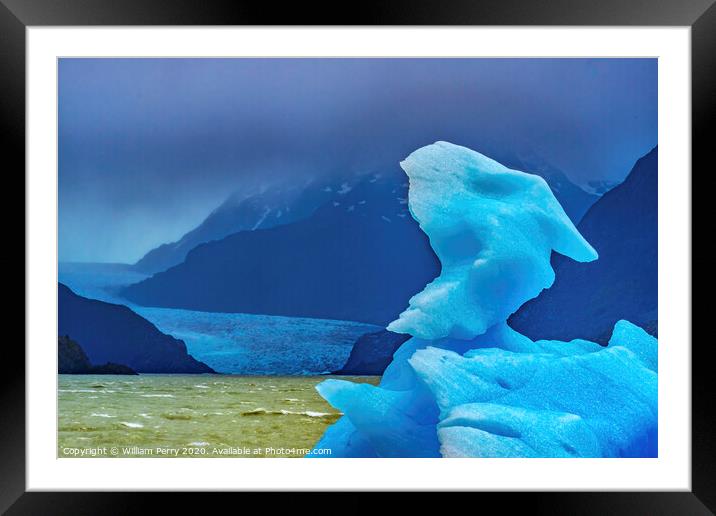 Blue Dragon Iceberg Grey Lake Torres del Paine National Park Chi Framed Mounted Print by William Perry