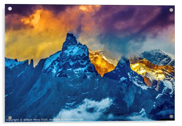Paine Horns Torres del Paine National Park Chile Acrylic by William Perry