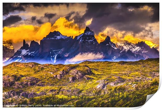 Paine Horns Torres del Paine National Park Chile Print by William Perry