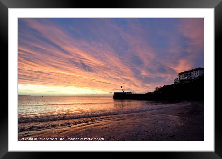 Sunrise on Looe Beach in Cornwall Framed Mounted Print by Rosie Spooner
