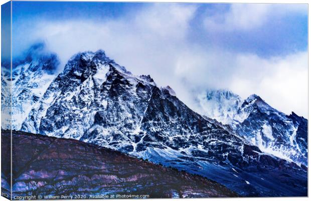 Snow Mountains Torres del Paine National Park Chile Canvas Print by William Perry