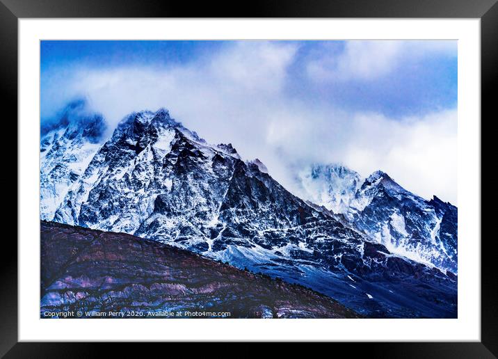 Snow Mountains Torres del Paine National Park Chile Framed Mounted Print by William Perry