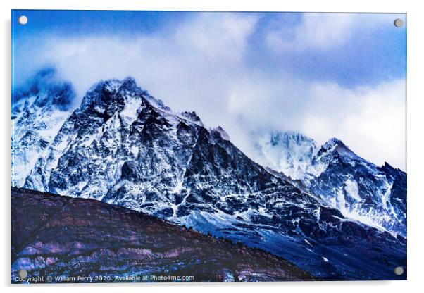 Snow Mountains Torres del Paine National Park Chile Acrylic by William Perry