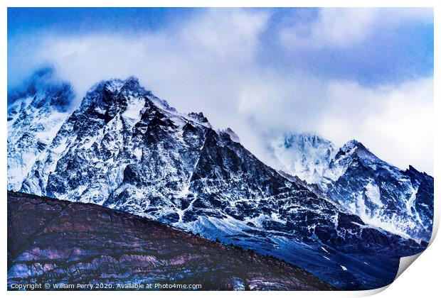 Snow Mountains Torres del Paine National Park Chile Print by William Perry
