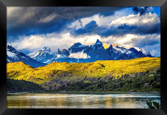 Grey Lake Paine Horns Torres del Paine National Park Chile Framed Print by William Perry