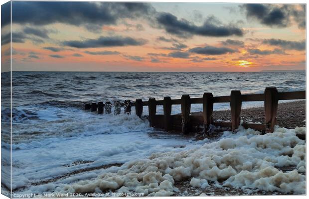 Hastings Seafoam Sunset Canvas Print by Mark Ward