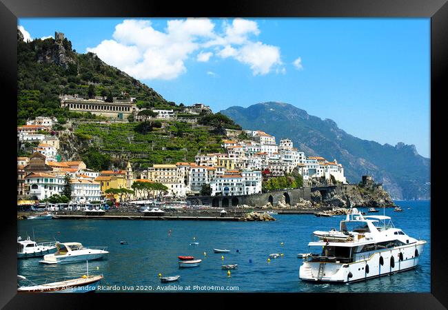 Blue sea - amalfi Framed Print by Alessandro Ricardo Uva