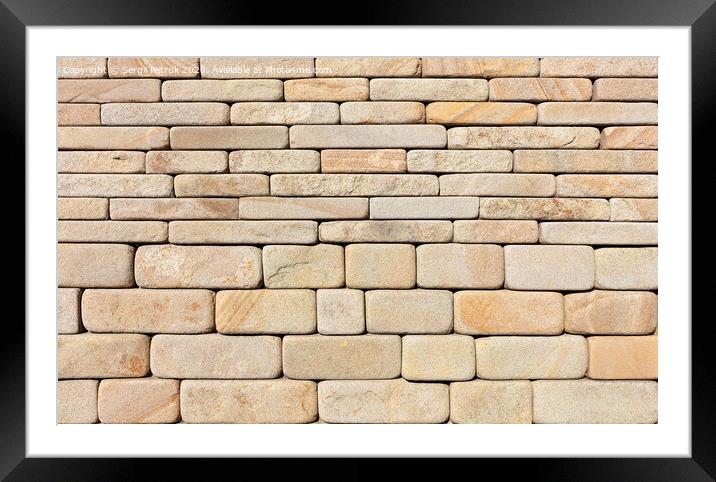 The wall is lined with hewn rounded yellow sandstone stone. Framed Mounted Print by Sergii Petruk