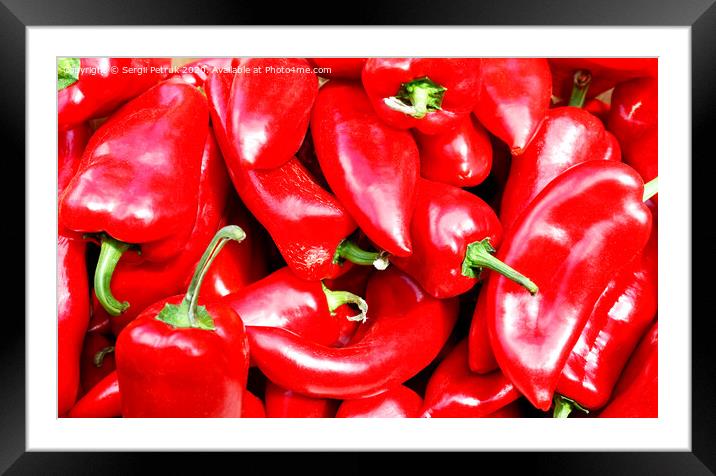 Pile of sweet red peppers, selective focus. Framed Mounted Print by Sergii Petruk