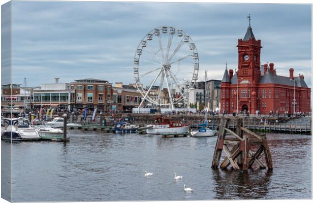 Cardiff Quay from Waterfront Park Canvas Print by Wendy Williams CPAGB