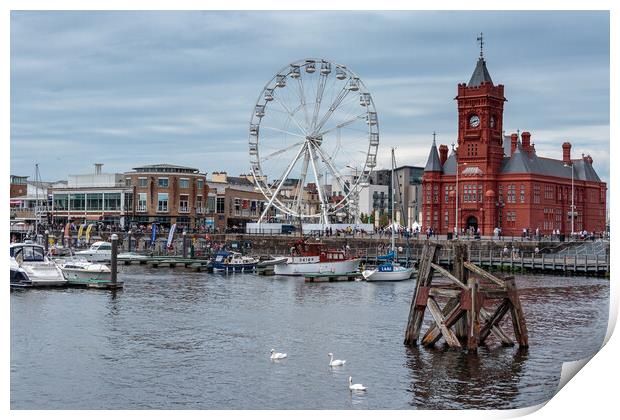 Cardiff Quay from Waterfront Park Print by Wendy Williams CPAGB