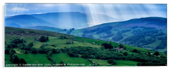 Gods Rays over the Brecon Beacons Panorama Acrylic by Gordon Maclaren